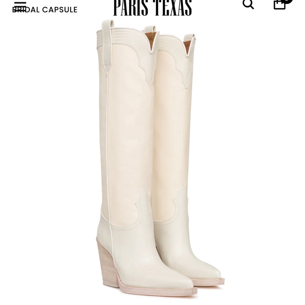 Paris Texas white el dorado cowboy boot bridal collection western knee high boot